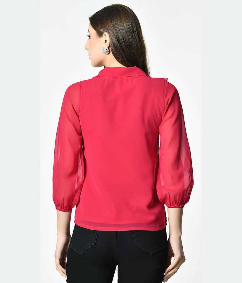 ALL WAYS YOU Women's Georgette Regular Top ( Pink ) view 2