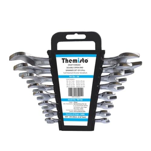 THEMISTO TH-T16 8 Pcs Double Open End Spanner Set | Durable Steel Construction | Chrome-Plated Finish | Rust & Corrosion Resistant | Ideal for Automotive Repairs, Workshop & Home Maintenance view 2