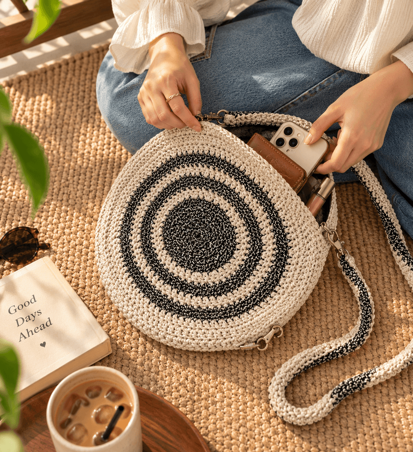 Handmade Crochet White Flower Bag for Gifting and daily use view 2