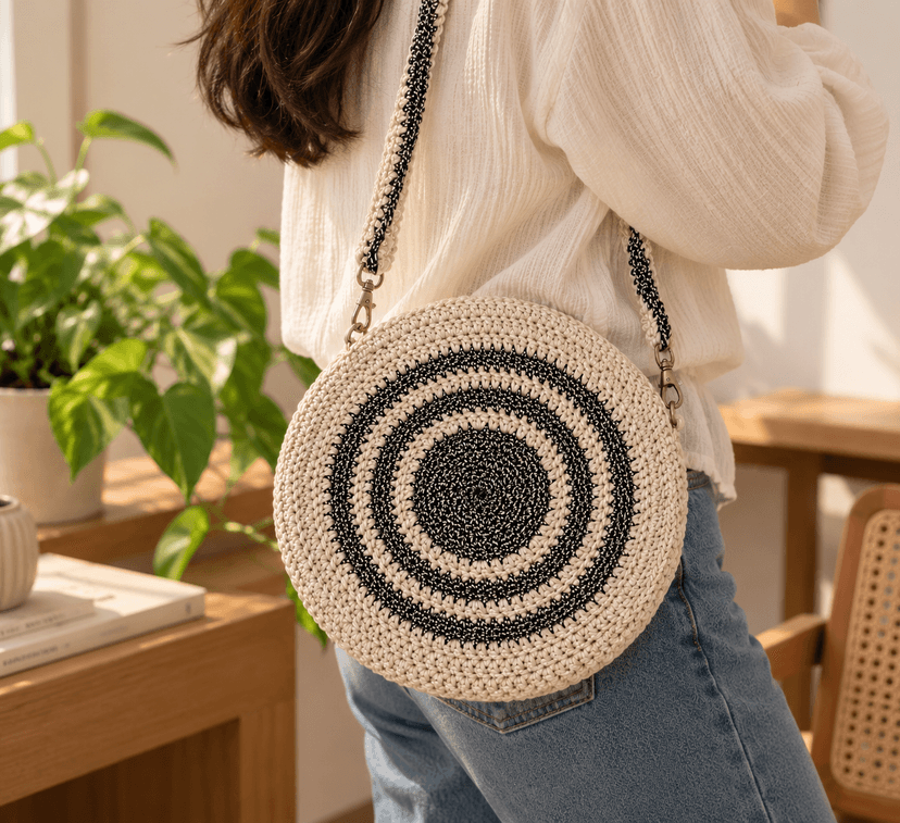 Handmade Crochet White Flower Bag for Gifting and daily use view 3