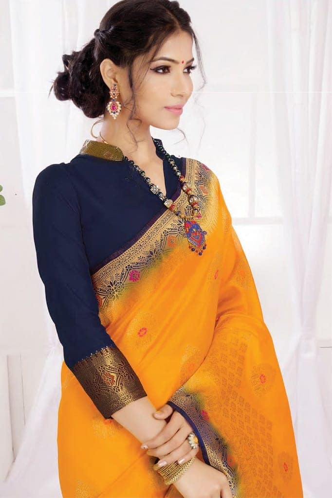 Yellow Soft Silk Saree view 2