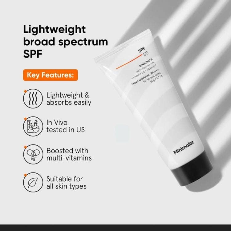 Minimalist SPF 50 PA++++ Sunscreen With Niacinamide - Lightweight & No White Cast For All Skin Types (100g) view 3