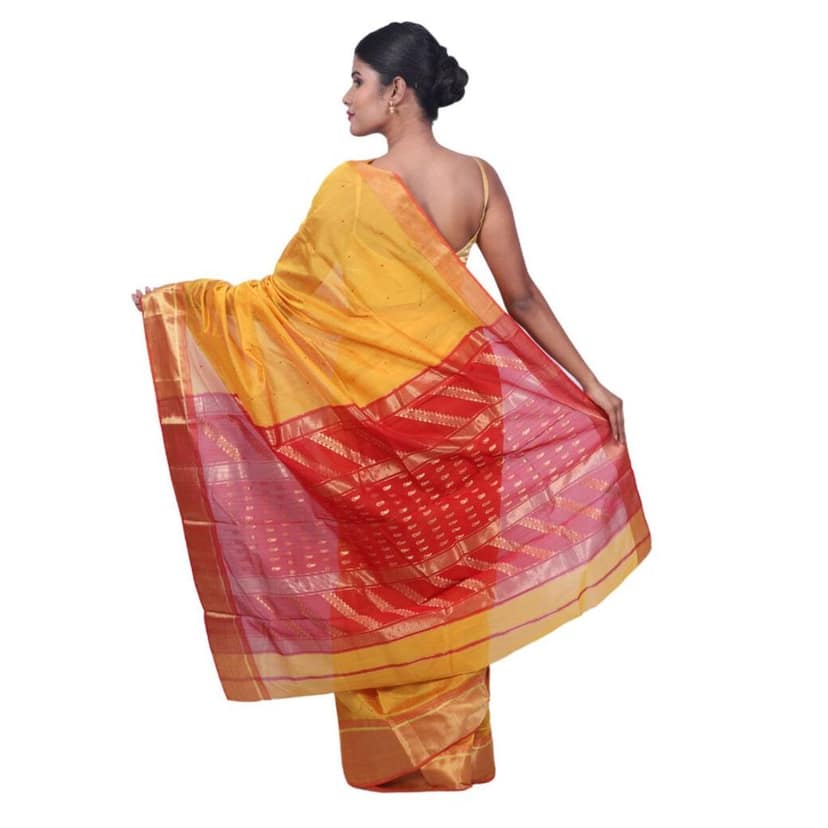HANDLOOM MAHESHWARI TRADITIONAL SAREE WITH BLOUSE (SKU - 3S0111030422 SAREE- 130) view 3