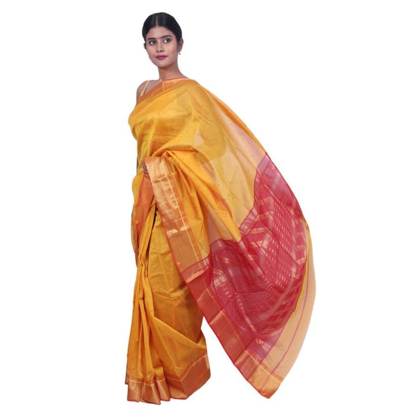 HANDLOOM MAHESHWARI TRADITIONAL SAREE WITH BLOUSE (SKU - 3S0111030422 SAREE- 130) view 4