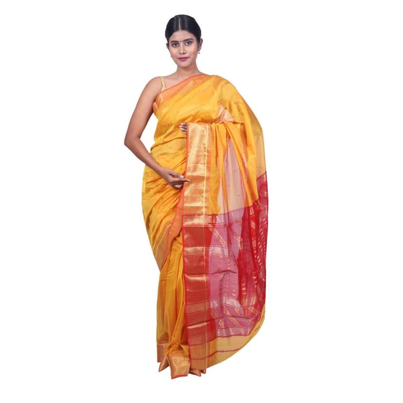 HANDLOOM MAHESHWARI TRADITIONAL SAREE WITH BLOUSE (SKU - 3S0111030422 SAREE- 130) view 5
