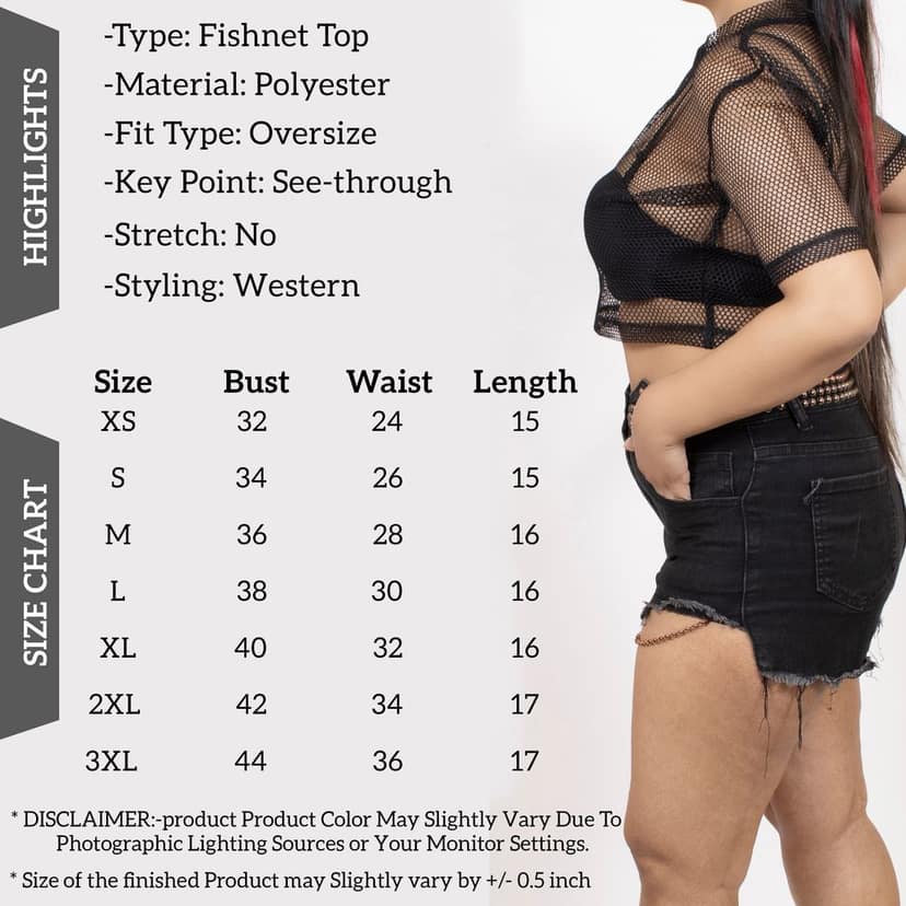 Oversize Off Shoulder See Through Half Sleeves Fishnet Cropped Western Cover up Top view 5
