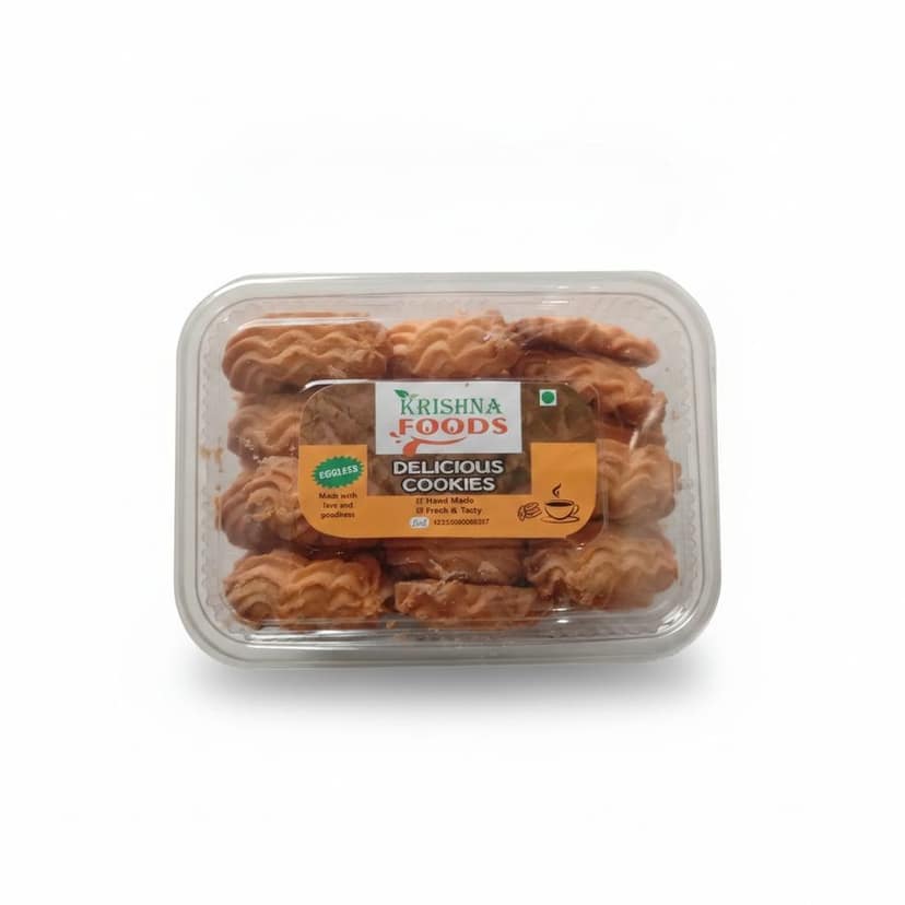 Krishna Foods Delicious Cookies - 100 gm - One plastic tray pack containing cookies view 3