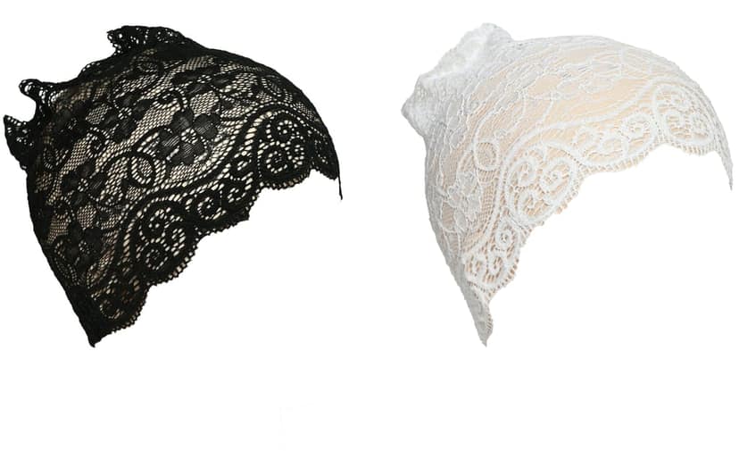 Girls and Womens Hijab Cap Hijab Headband, Under Hijab Scarf Black and White Naqab Head Scarf (2 pcs) view 2