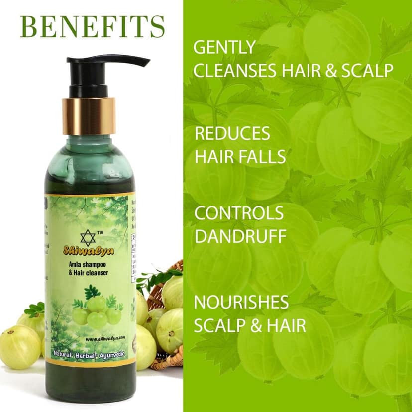 SHIWALYA Natural Amla & Bhringraj Shampoo/Cleanser for Controlling Dandruff & Hair fall | Shampoo for Reducing Scalp Irritation | Paraben & Sulphate-Free | Suitable for All Hair Types, 210ml Pack of 1 view 6