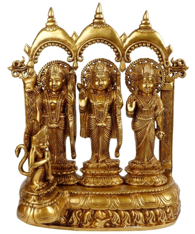 ARTVARKO Ram Darbar Statue Shree Ram Ji Sita Laxman Hanuman Home D�cor Brass Metal Bhagwan Idol Murti for Mandir Temple Gift Height 16 Inches view 2