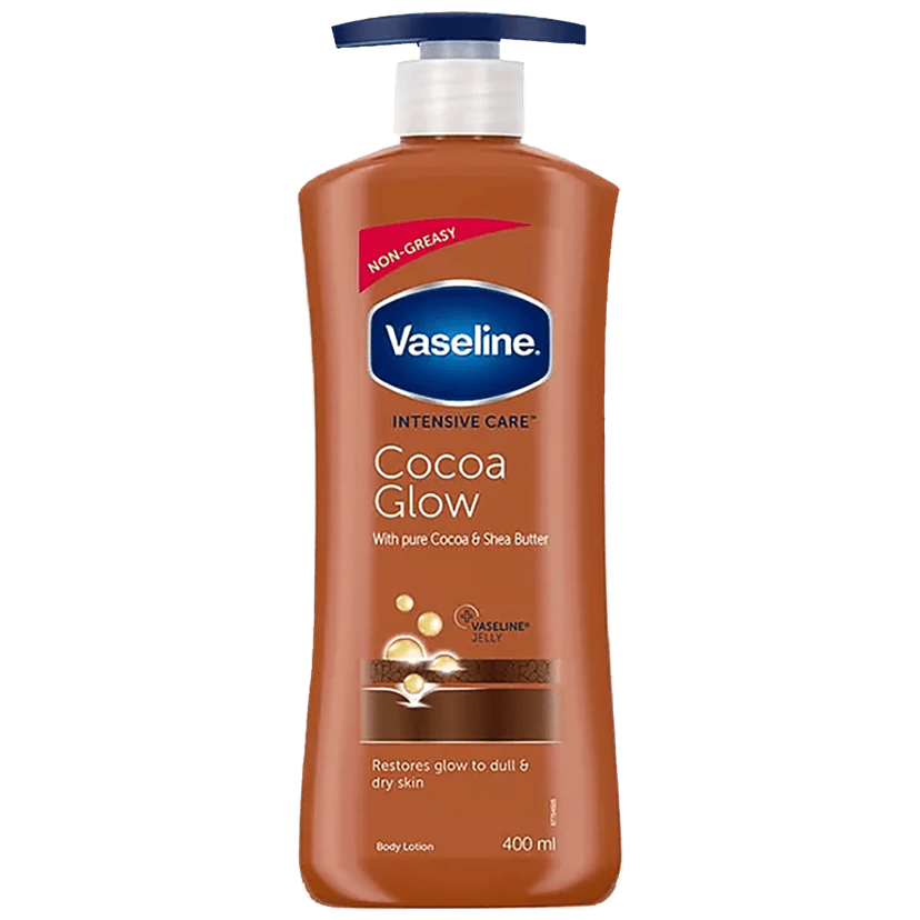 Vaseline Intensive Care Cocoa Glow Body Lotion - With Shea Butter, Non-Greasy Formula, 400 Ml