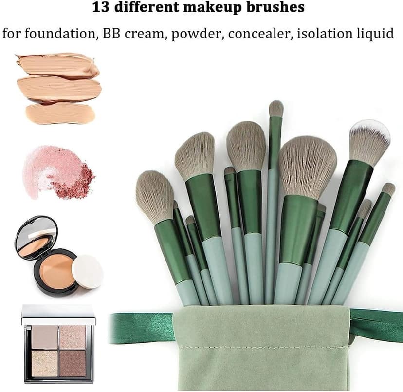 13pc Makeup Brush Set With Soft Fluffy Pouch Cosmetic Makeup Brush (Pack of 13) view 8