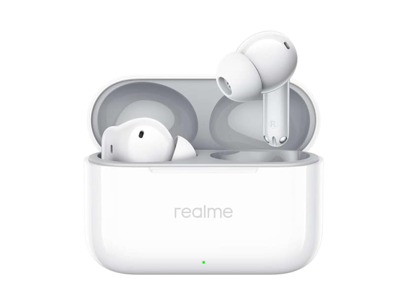 Realme Buds T200 True Wireless Earbuds with Hi-Res Audio, 12.4mm Dynamic Bass Drivers, 32 dB ANC, Quad Mic, 45ms Latency, Upto 50 Hrs Playback - Snowy White