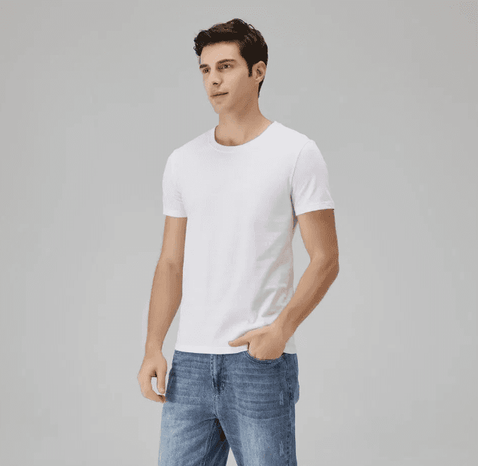 Men's Classic White Cotton Round Neck T-Shirt view 2