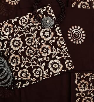 Handcrafted Batik Print 3 Piece Unstitched Cotton Suit set