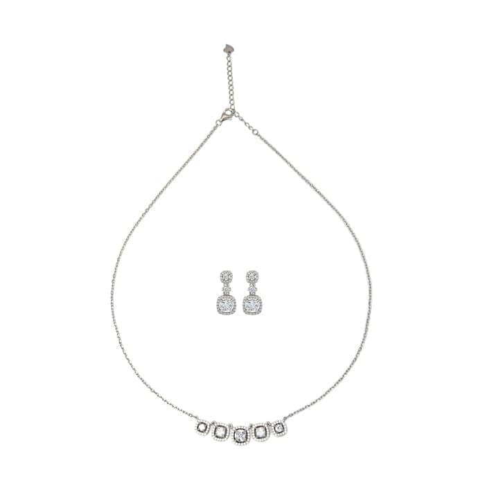 Silver White Royalty Necklace Set view 4
