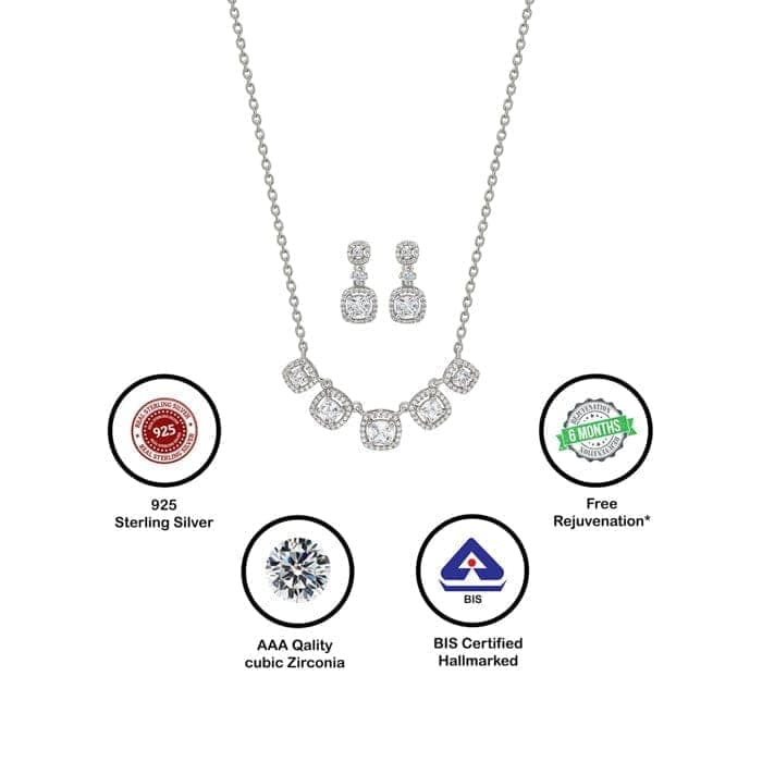 Silver White Royalty Necklace Set view 6
