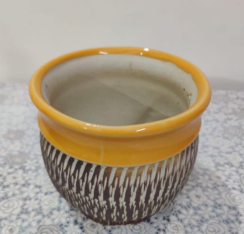 Homefrills Ceramic Stylish planters Pot Brown Colour for Indoor & Outdoor Home, Garden, Office Decor,Balcony Planters Pot Gamla Pot Size: 13 cm Wide & 13 cm high view 2