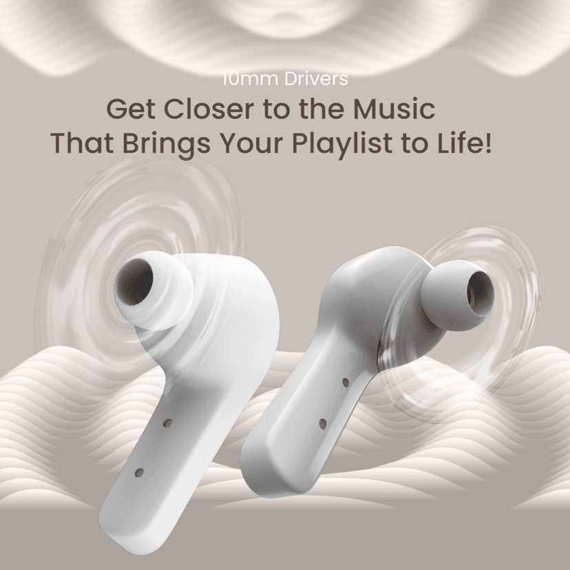 Cellecor BroPods CB07 Waterproof Earbuds With 25 Hours Playtime, ENC, 10mm Driver Bluetooth-White view 4
