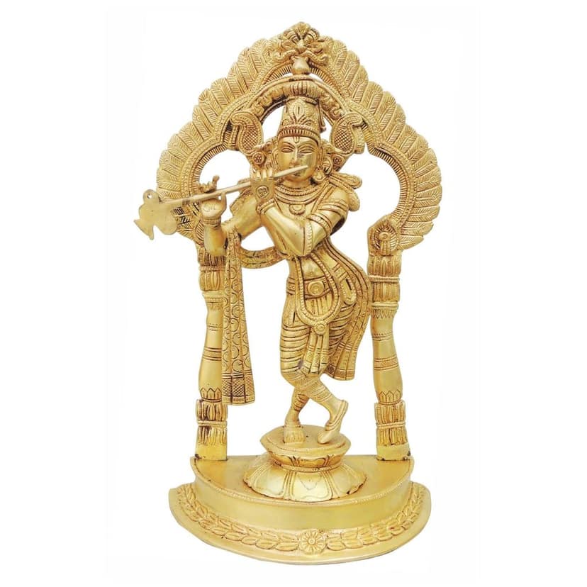 Brass Krishna Standing Darbar Sf Yellow (BSMAS600 A) view 2