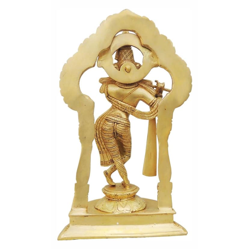 Brass Krishna Standing Darbar Sf Yellow (BSMAS600 A) view 3