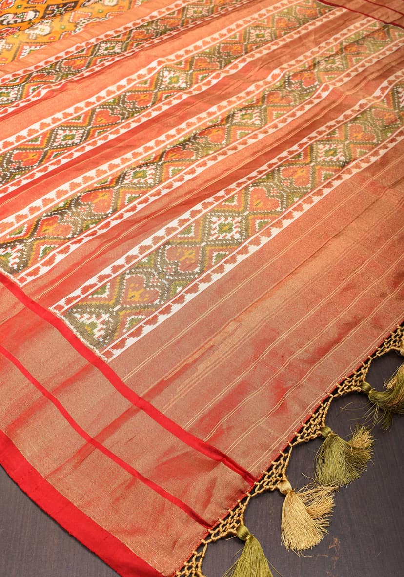Exquisite Tissue Ikkat Patola Pure Silk saree in Yellow I SILK MARK CERTIFIED view 5