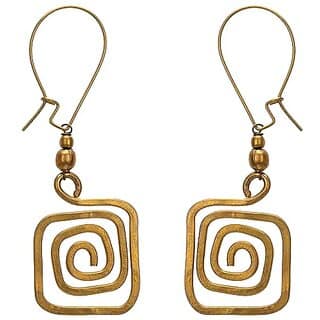 Look and Adorn Handmade Dokra Brass Long Square Spiral Earring