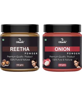 Oilanic 100% Pure Reetha Powder & Onion Powder For Skincare Hair Mask 200 g Pack of 2