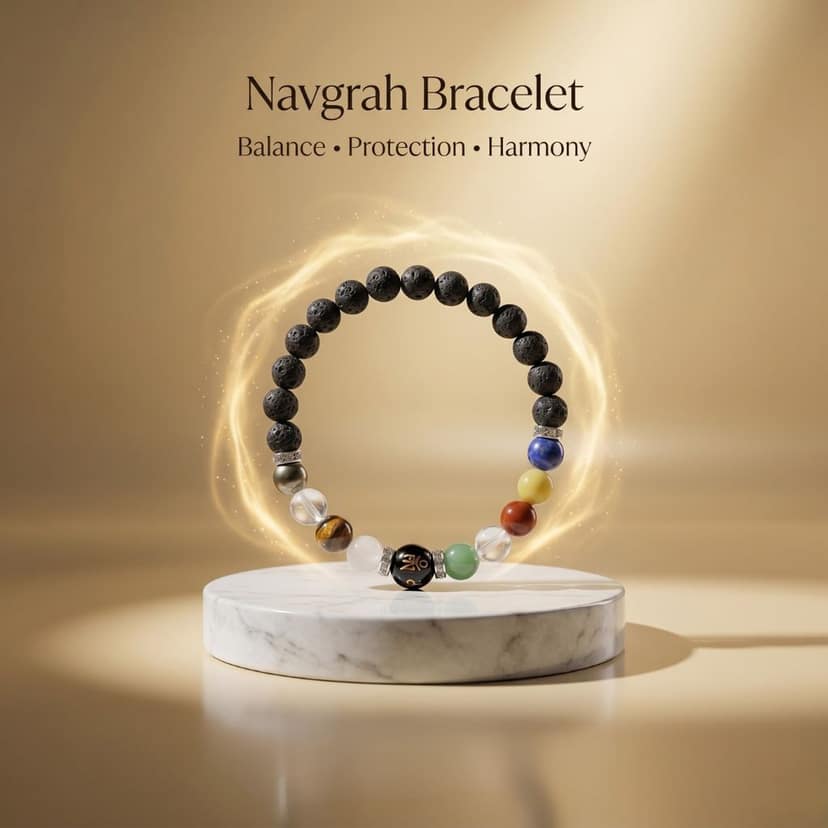 Navgrah Bracelet for Men & Women | Natural Stone Beaded Bracelet for Balance, Protection & Harmony | Adjustable Stretch Bracelet I Hotilal Jewellers view 4