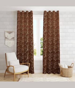 BELLA TRUE Nature Room Darkening Eyelet Curtain 7 ft ( Pack of 2 ) - Brown
