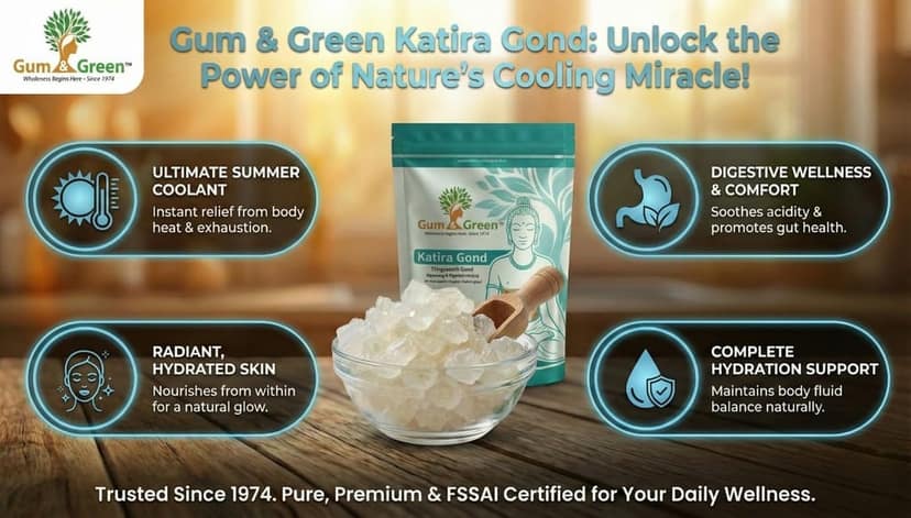 Gum & Green Gond Katira (Tragacanth Gum) | 100% Natural & Edible | Cooling & Digestive Ayurvedic Superfood | Pure Summer Coolant for Sharbat & Falooda | Skin Glow & Digestion | FSSAI Certified | 250g view 3