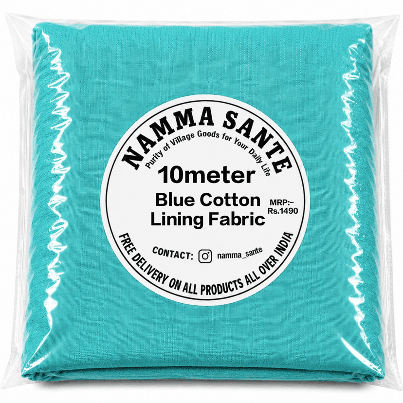 Blue Cotton Lining Fabric (Chhota Panna), Blue Cotton Lining Fibre (Chhota Panna), Blue Lining Cloth (Chhota Panna), Soft Blue Cotton Lining (Chhota Panna), Blue Garment Lining Fabric (Chhota Panna) view 3