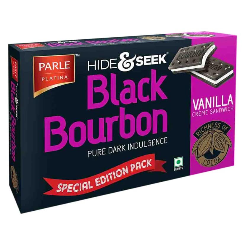 Parle Platina Hide & Seek Black Bourbon Vanilla Cream Biscuits 300 G