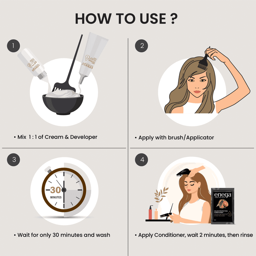 Enega Golden Brown Hair Color Cream 120ml | No Ammonia | With Argan Oil and Green Tea Extract | Nourishing and Long Lasting view 5