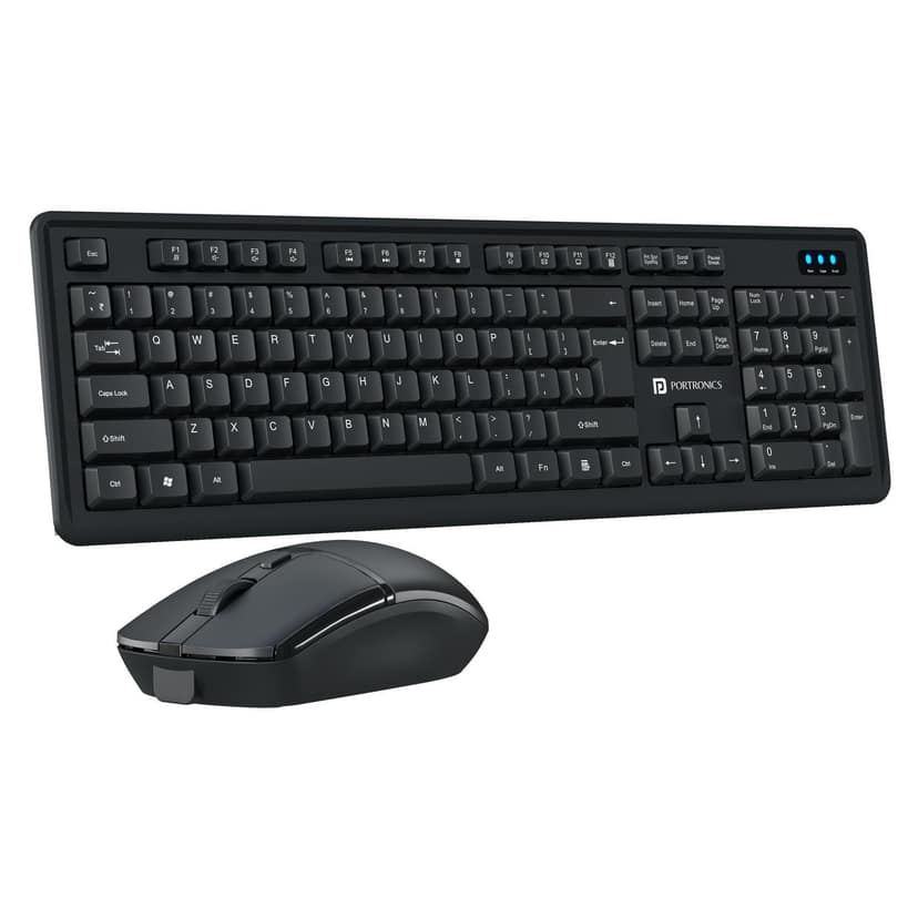 Portronics Key Air Combo Wireless Keyboard & Mouse, a reliable and comfortable full-size wireless combo designed for office work, study, home use, and everyday productivity - Black