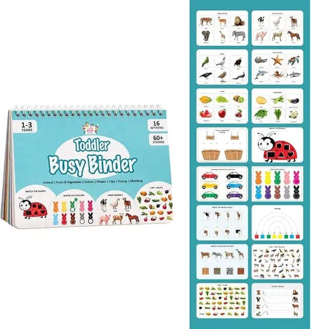 Little Minds at Work Toddler Busy Binder Activity Book for Kids 1 - 4 Years|16 Reusable Early Learning Preschool Montessori Activities|Travel-Friendly, Screen-Free Educational Toy view 3