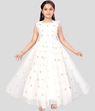 Aarika Net Gown For Girls ( Pack of 1 , White )