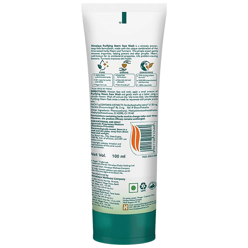 Himalaya Purifying Neem Face Wash, 100 Ml view 2