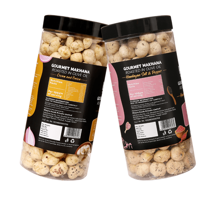 GOURMET MAKHANA Roasted in Olive Oil | Flavors Cream & Onion & Himalayan Salt and Pepper| Combo Of 2, 65g Each. - 130 gm view 3