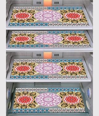 PVC Floral Fridge Mats ( 43 x 29 ) Pack of 4 - Multicolor