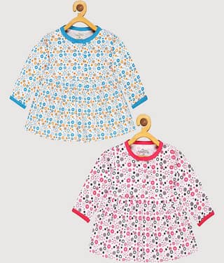 Babeezworld Pack of 2 Baby Girls Cotton Frock ( Red & Yellow )