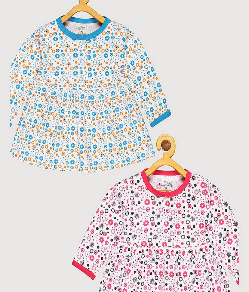 Babeezworld Pack of 2 Baby Girls Cotton Frock ( Red & Yellow ) view 2