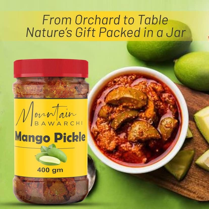 Mountain Bawarchi Mango Pickles | Homemade Mango Pickle in Fresh Form | Spicy & Tangy Aam ka Achaar (400g) view 4