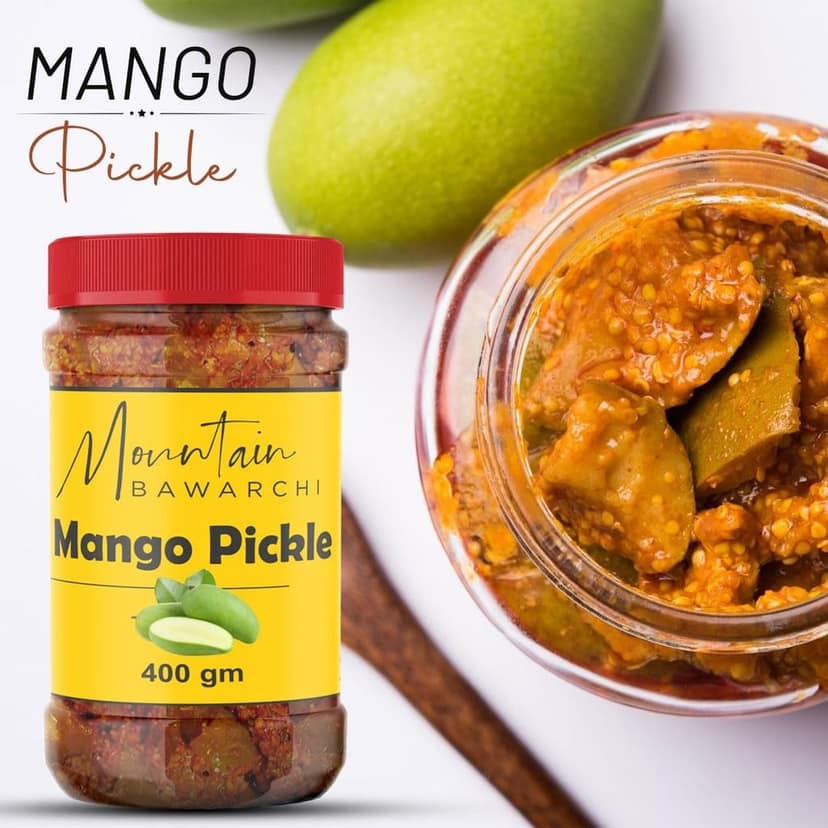 Mountain Bawarchi Mango Pickles | Homemade Mango Pickle in Fresh Form | Spicy & Tangy Aam ka Achaar (400g) view 5