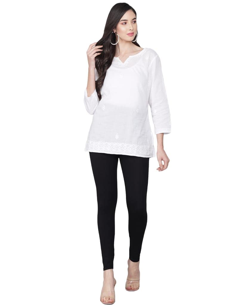 SOFT COLORS Women's Skinny Fit Ethnic Wear Ankle Length Leggings (Black) view 6