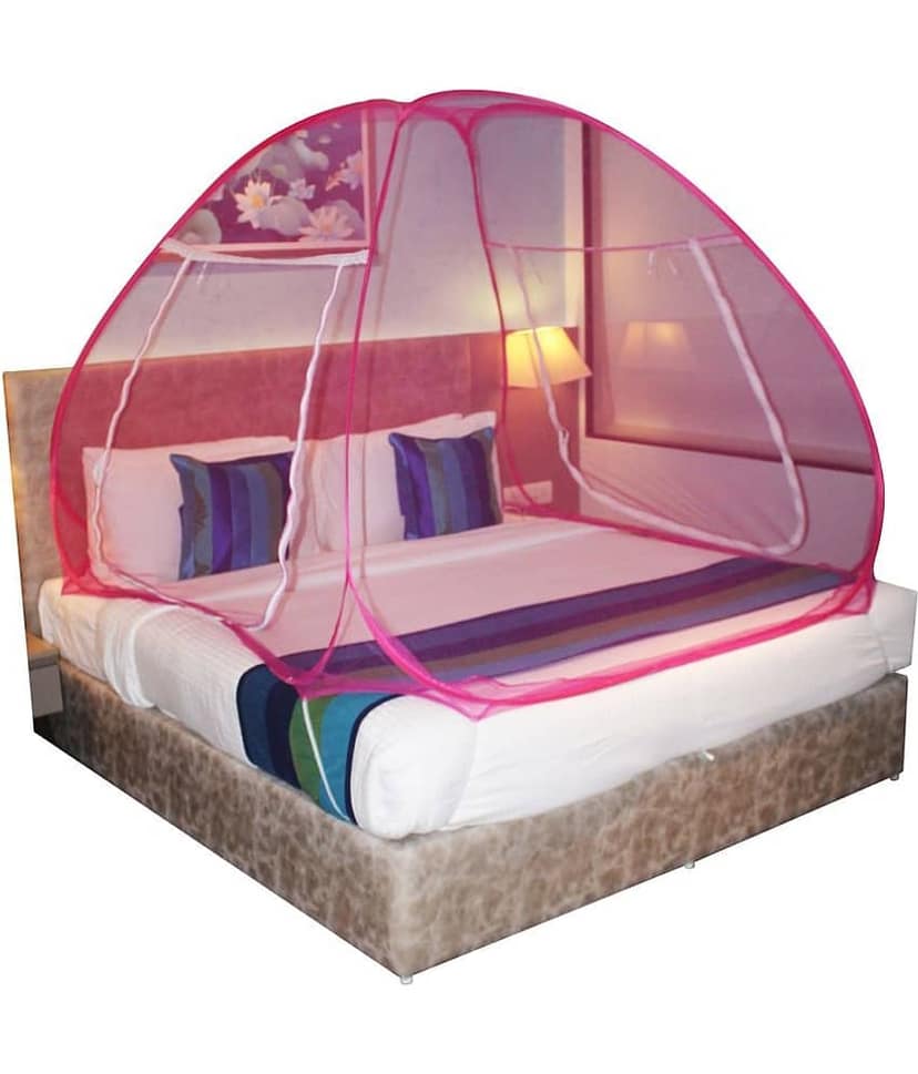 Silver Shine - Pink Cotton Foldable Mosquito Net, Machardani ( Pack of 1 )