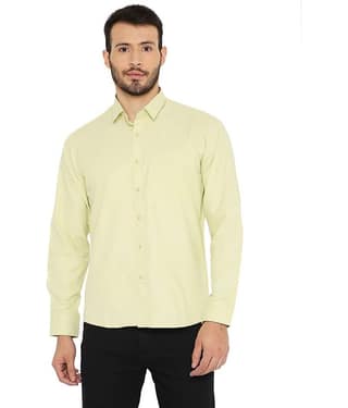 Maharaja - Green Cotton Blend Slim Fit Men's Formal Shirt ( Pack of 1 )