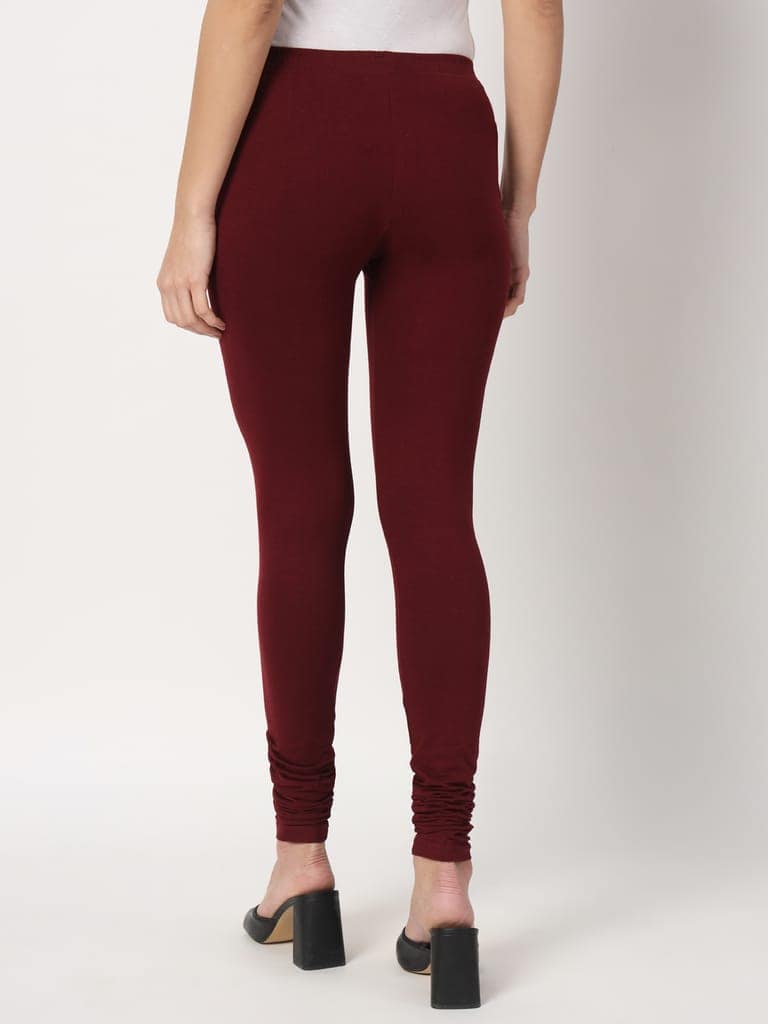 SOFT COLORS Women's Skinny Fit Ethnic Wear Churidar Leggings (Wine) view 4
