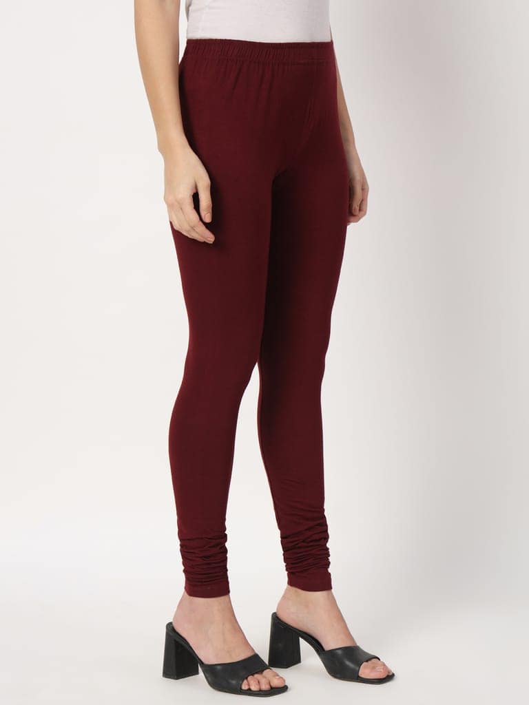 SOFT COLORS Women's Skinny Fit Ethnic Wear Churidar Leggings (Wine) view 8
