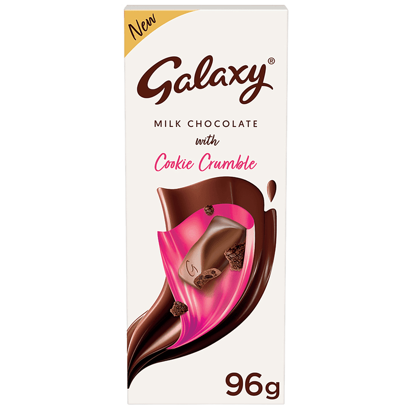 Galaxy Silky Smooth Milk Chocolate With Cookie Crumble, Loaded With Delicious Cookie Pieces And Goodness Of Milk, 96 G, Pack Of 4 view 2